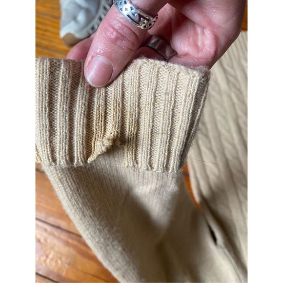 Mina Molinari Italy Wool Cashmere Beige Tan Knit Cardigan Size Large, MSRP $250+ - Picture 4 of 11